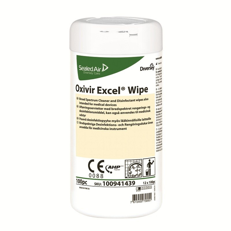OXIVIR EXEL WIPE 100 szt. Gotowe do użycia chusteczki myjąco-dezynfekujące o szerokim spektrum działania oraz kró