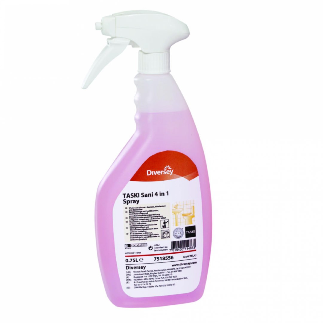 TASKI SANI 4IN1 SPRAY 750ML Preparat dezynfekcyjny do mycia, odkamieniania, dezynfekcji oraz odświeżania powierzchni